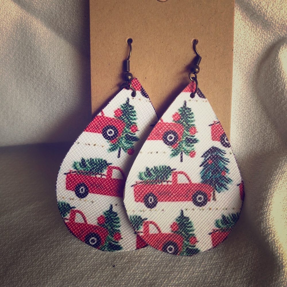 Faux leather Christmas Earrings